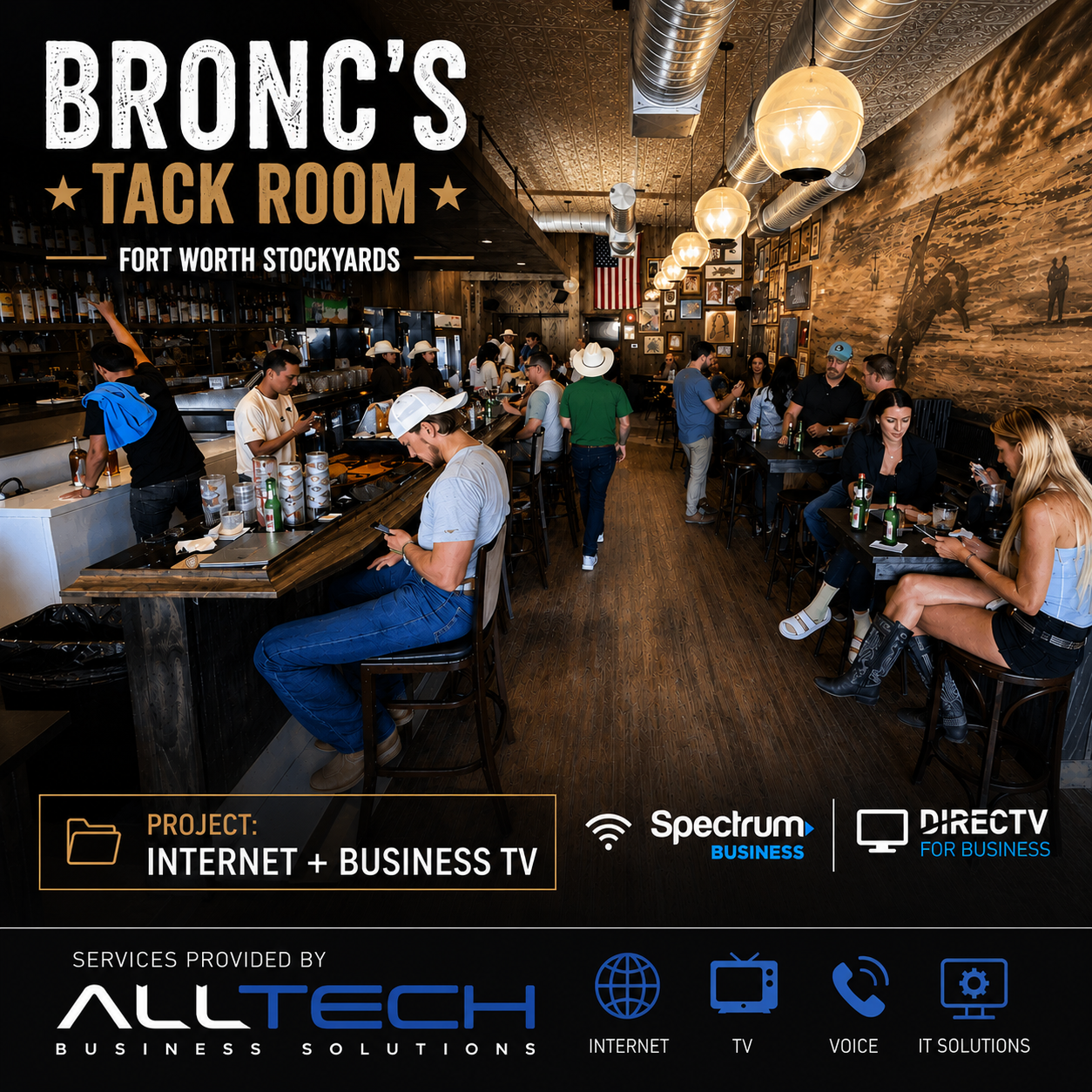 Dining room at Bronc's Tack Room in the Fort Worth Stockyards